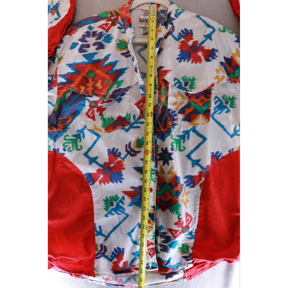 Saddlebrook Western Shirt Mens XL Southwestern Aztec Print Cotton Button Front - Picture 9 of 16
